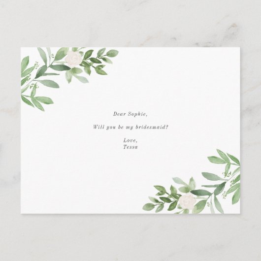 Carte Postale Faire-part Fleurs Aquarelle Veux-Tu Être Ma Demoiselle D'Honn (Dos)