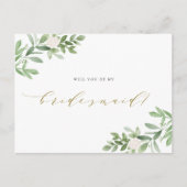 Carte Postale Faire-part Fleurs Aquarelle Veux-Tu Être Ma Demoiselle D'Honn (Devant)