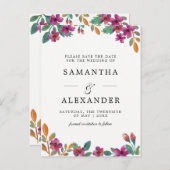 Carte Postale Faire-part Fleurs aquarelles et Mariage de typographie modern (Devant / Derrière)