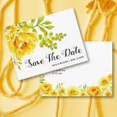 Carte Postale Faire-part Fleurs aquarelles jaunes mariage Save the Date