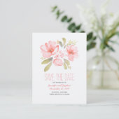 Carte Postale Faire-part Fleurs aquarelles romantiques save the date (Debout devant)