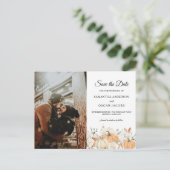 Carte Postale Faire-part Fleurs aquarelles tendance & citrouilles automne  (Debout devant)