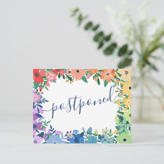 Carte Postale Faire-part Fleurs arc-en-ciel Mariage reporté (Debout devant)