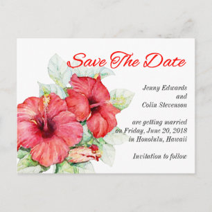 Carte Postale Faire-part Fleurs Artistiques Hibiscus Enregistrer La Date Ph