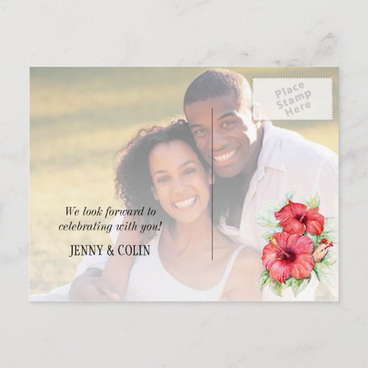 Carte Postale Faire-part Fleurs Artistiques Hibiscus Enregistrer La Date Ph (Dos)