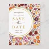 Carte Postale Faire-part Fleurs Automnales Luxuriantes de Mariage, Enregist (Devant)