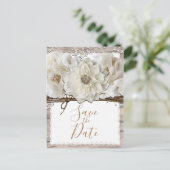 Carte Postale Faire-part Fleurs blanches & Birch Rustique Glam Enregistrer  (Debout devant)