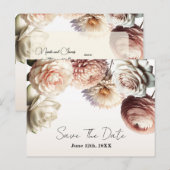 Carte Postale Faire-part Fleurs blanches crémeuses rose pêche Save the Date (Devant / Derrière)