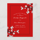 Carte Postale Faire-part Fleurs Blanches de Cerisier Sakura Asiatique Faire (Devant)