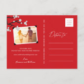 Carte Postale Faire-part Fleurs Blanches de Cerisier Sakura Photo Économise (Dos)