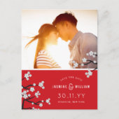 Carte Postale Faire-part Fleurs Blanches de Cerisier Sakura Photo Économise (Devant)