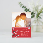 Carte Postale Faire-part Fleurs Blanches de Cerisier Sakura Photo Économise (Debout devant)