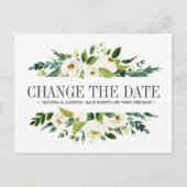 Carte Postale Faire-part Fleurs Blanches MARIAGE CHANGEMENT DE DATE REPORT (Devant)