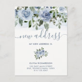 Carte Postale Faire-part Fleurs Bleues Aquarelle | Annonce de déménagement (Devant)