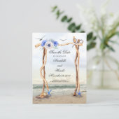 Carte Postale Faire-part Fleurs Bleues de Plage Enregistrer la Date (Debout devant)