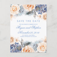 Fleurs Bleues et Pêches Aquarelle Économisez la Da