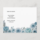 Carte Postale Faire-part Fleurs bleues poussiéreuses florales mariage Save (Dos)