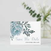 Carte Postale Faire-part Fleurs bleues poussiéreuses florales mariage Save (Debout devant)