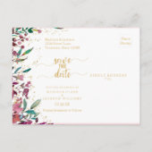 Carte Postale Faire-part Fleurs bleues Stripes & Mariage d'or Enregistrer l (Dos)