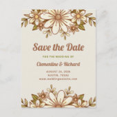 Carte Postale Faire-part Fleurs Boho Retro | Mariage Enregistrer la date (Devant)