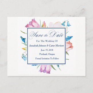 Carte Postale Faire-part Fleurs Botaniques "Enregistrer La Date"
