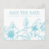 Carte Postale Faire-part Fleurs Chic Magnolia | bleu pâle | Enregistrer la  (Devant)