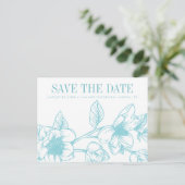 Carte Postale Faire-part Fleurs Chic Magnolia | bleu pâle | Enregistrer la  (Debout devant)