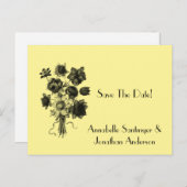 Carte Postale Faire-part Fleurs croisées noires sur Jaune pâle Enregistrer  (Devant / Derrière)