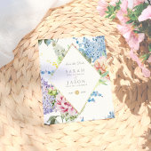 Carte Postale Faire-part Fleurs d'aquarelle bleu et violet | Enregistrer La