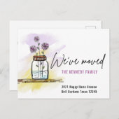 Carte Postale Faire-part  Fleurs d'aquarelle mignonnes Nous avons déplacé u (Devant / Derrière)