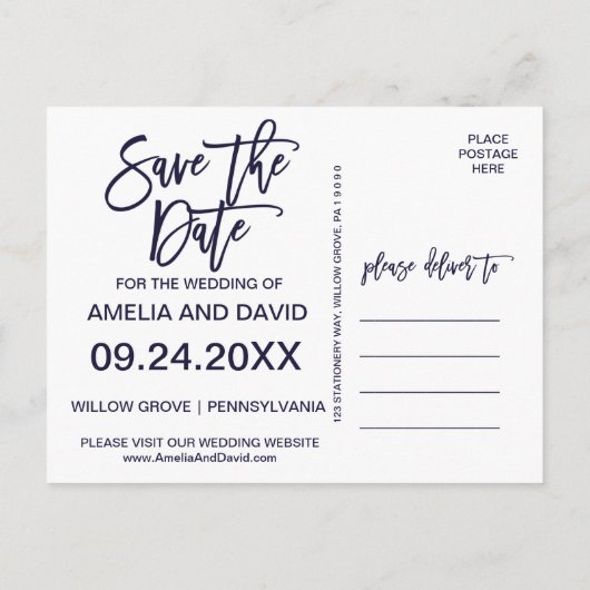 Carte Postale Faire-part Fleurs d'automne Rose Gold Save the Date (Dos)