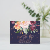 Carte Postale Faire-part Fleurs d'automne Rose Gold Save the Date (Debout devant)