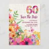 Carte Postale Faire-part Fleurs de 60 ans Lin fleuri 60e anniversaire (Devant)