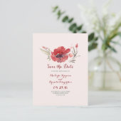 Carte Postale Faire-part fleurs de Bourgogne aquarelle save the date (Debout devant)