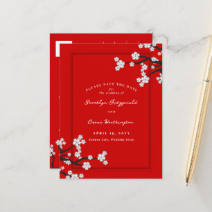 Carte Postale Faire-part Fleurs de cerises blanches Sakura Asiatique Enregi