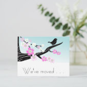 Carte Postale Faire-part Fleurs de cerisier personnalisables graphiques ois (Debout devant)