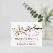 Carte Postale Faire-part Fleurs de cerisier rose mariage de printemps Enreg (Debout devant)