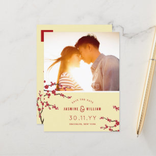 Carte Postale Faire-part Fleurs de cerisier rouges Sakura Photo Enregistrez