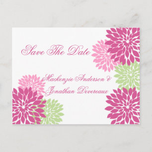 Carte Postale Faire-part Fleurs de couleur vert pâle rose Sauvegarder la da