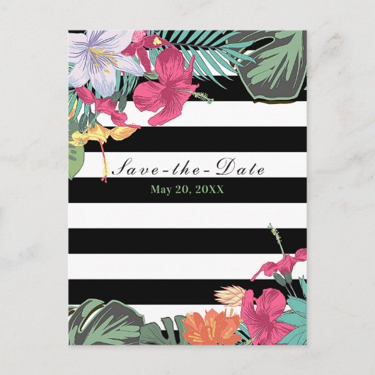 Carte Postale Faire-part Fleurs de Floral Tropical Fleurs Chic Save the Dat (Devant)