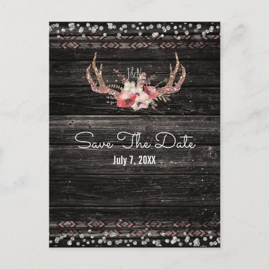 Carte Postale Faire-part Fleurs de Glam Rustique & Boho Save the Date de bo (Devant)