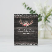 Carte Postale Faire-part Fleurs de Glam Rustique & Bois de Cerf Boho Save t (Debout devant)