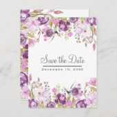 Carte Postale Faire-part Fleurs de lilas lavande violette Enregistrer la da (Devant / Derrière)