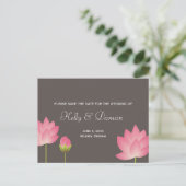 Carte Postale Faire-part Fleurs de lotus rose blanc moderne gris enregistre (Debout devant)