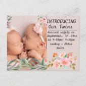 Carte Postale Faire-part Fleurs de lys verdure maman de jumeaux (Devant)