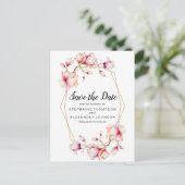 Carte Postale Faire-part Fleurs de Magnolia Rose Aquarelle (Debout devant)