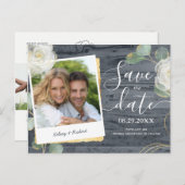 Carte Postale Faire-part Fleurs de mariage rustique avec roses Photo Date d (Devant / Derrière)