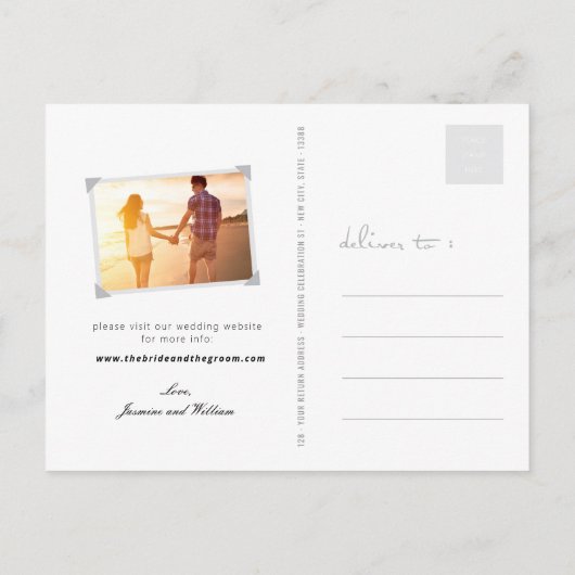 Carte Postale Faire-part Fleurs de pêcher rouges Double bonheur Enregistrez (Dos)