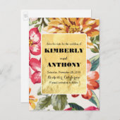 Carte Postale Faire-part fleurs de plage destination enregistrer la date (Devant / Derrière)