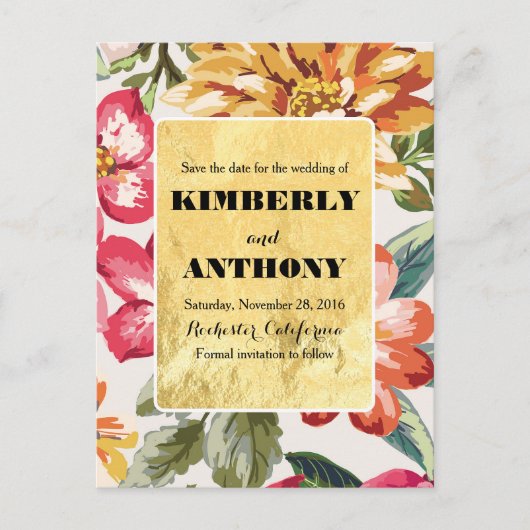 Carte Postale Faire-part fleurs de plage destination enregistrer la date (Devant)